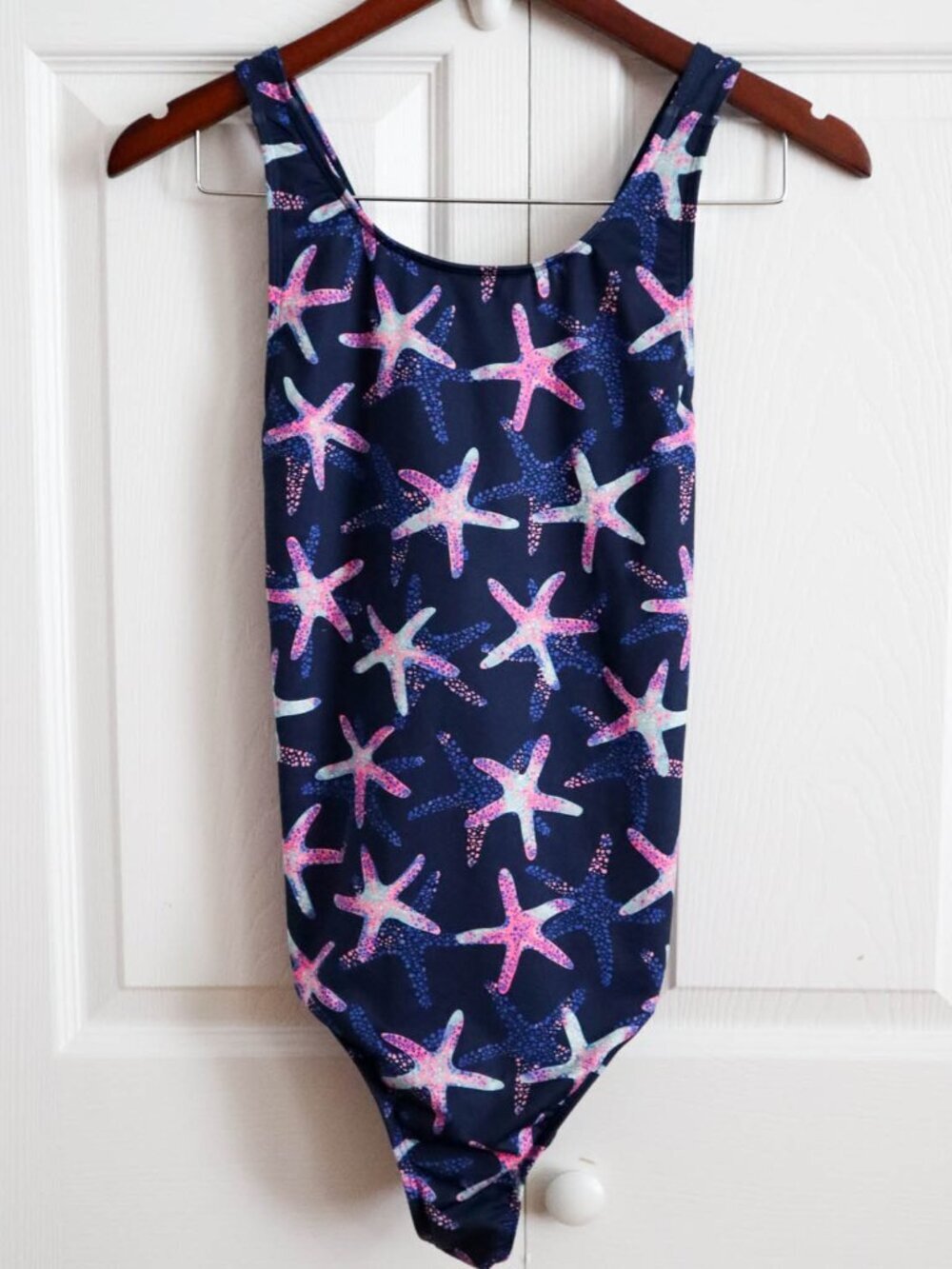 Lands' End Women's One Piece Swimsuit Bathing Suit Starfish Print Sz XL Coastal
